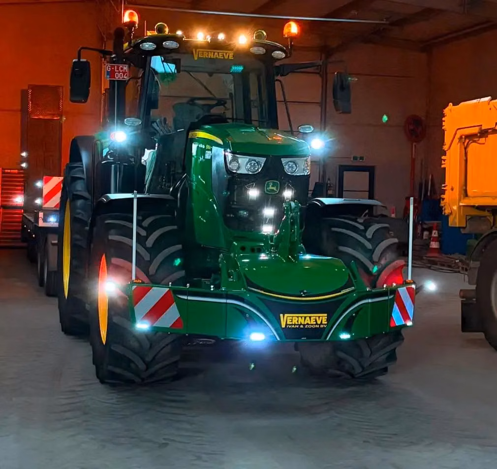 John Deere tractor with a TractorBumper front box and marker boards