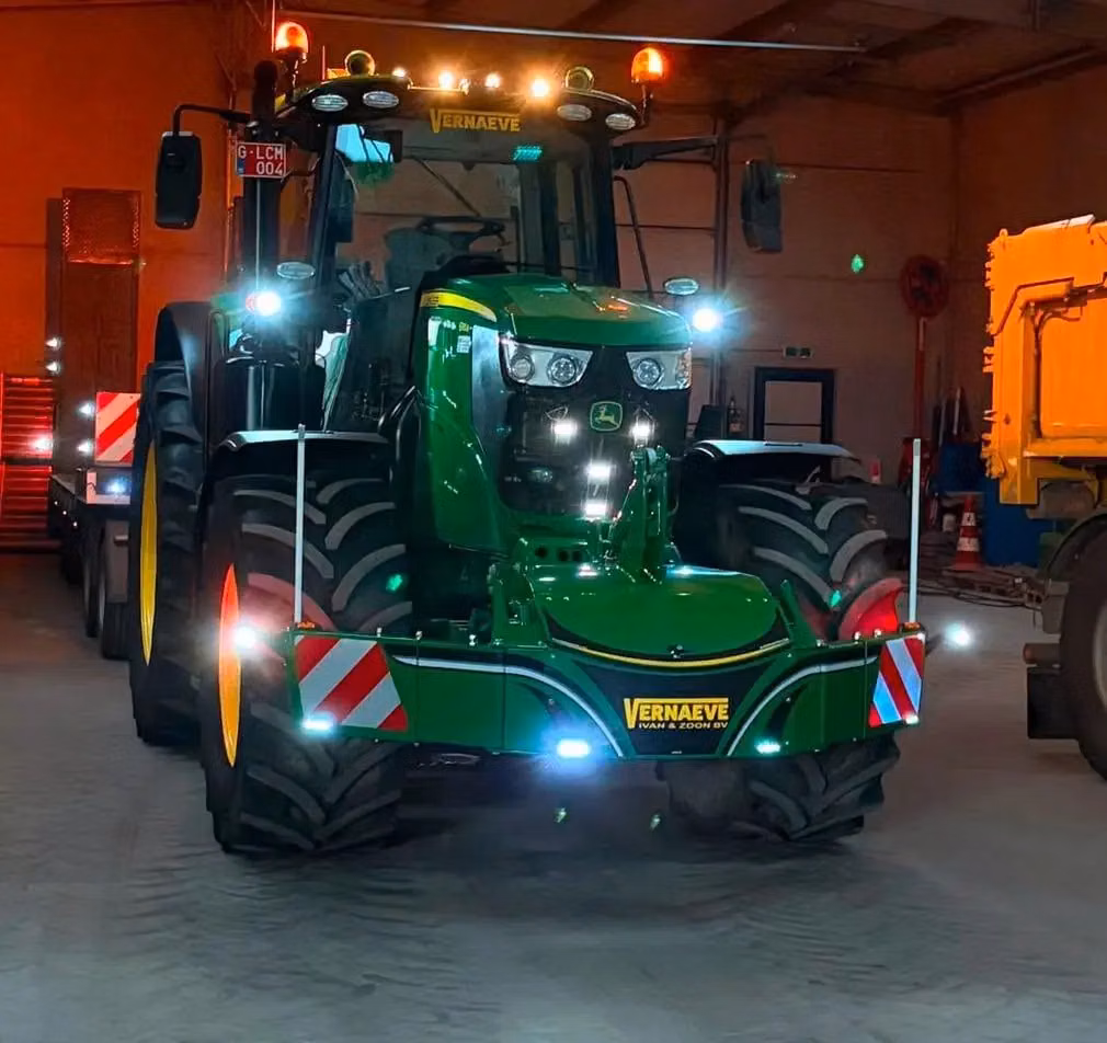 John Deere tractor with a TractorBumper front box and marker boards