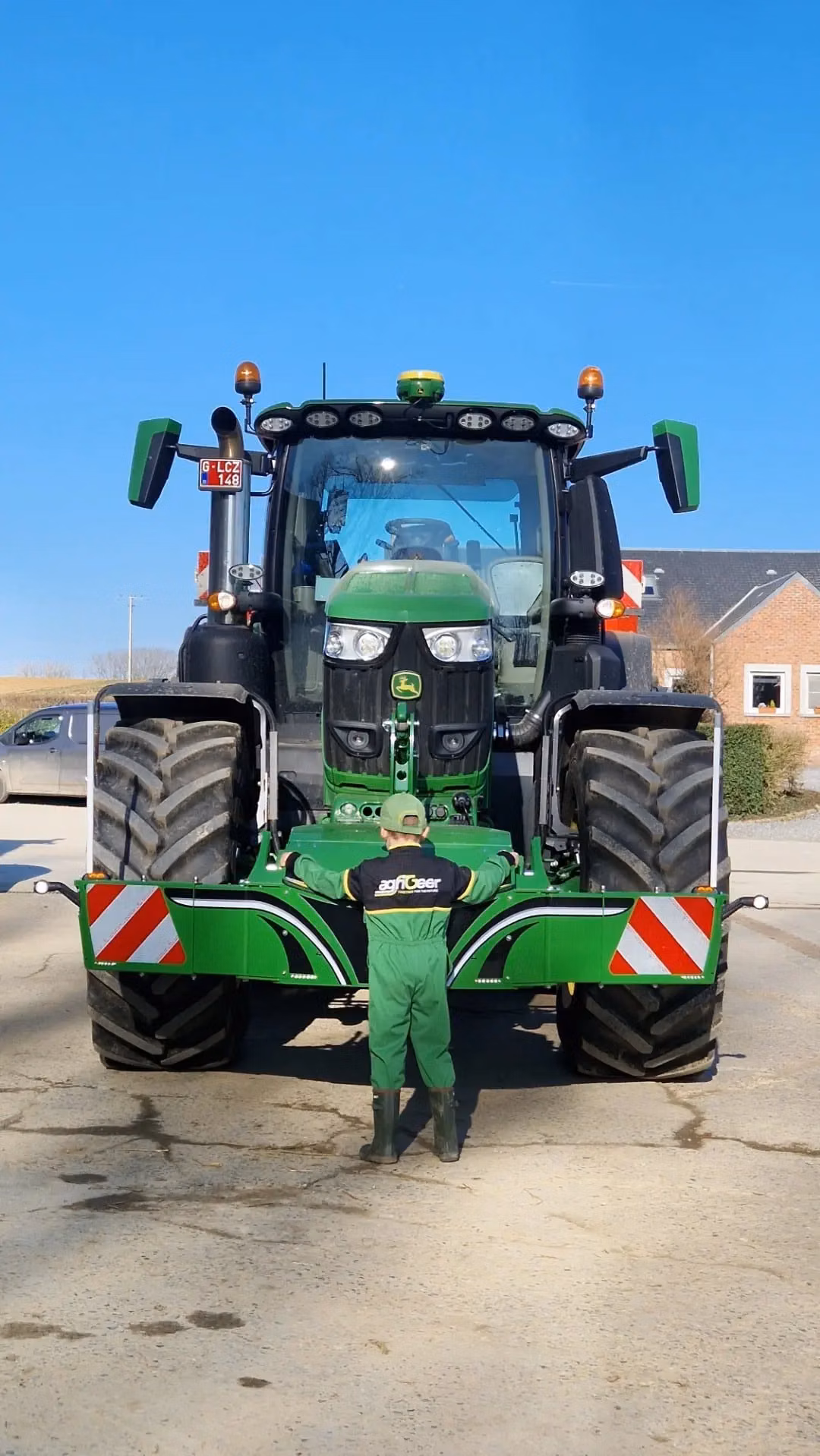 John Deere tractor with a TractorBumper front box
