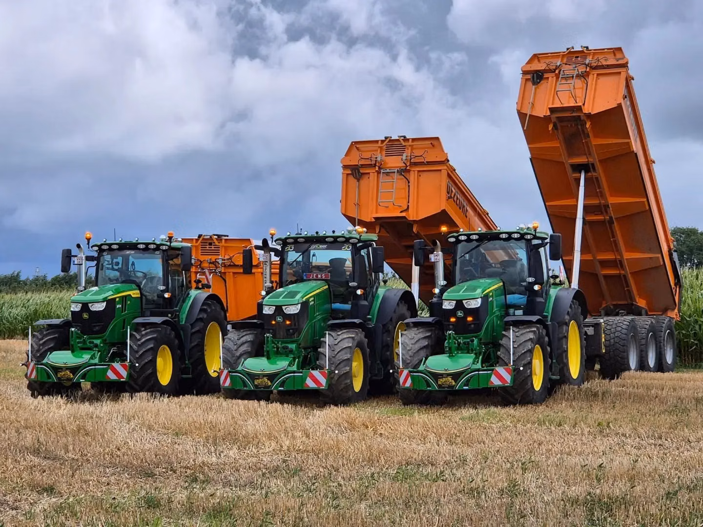 John Deere tractor with a TractorBumper front bumper and rear weight