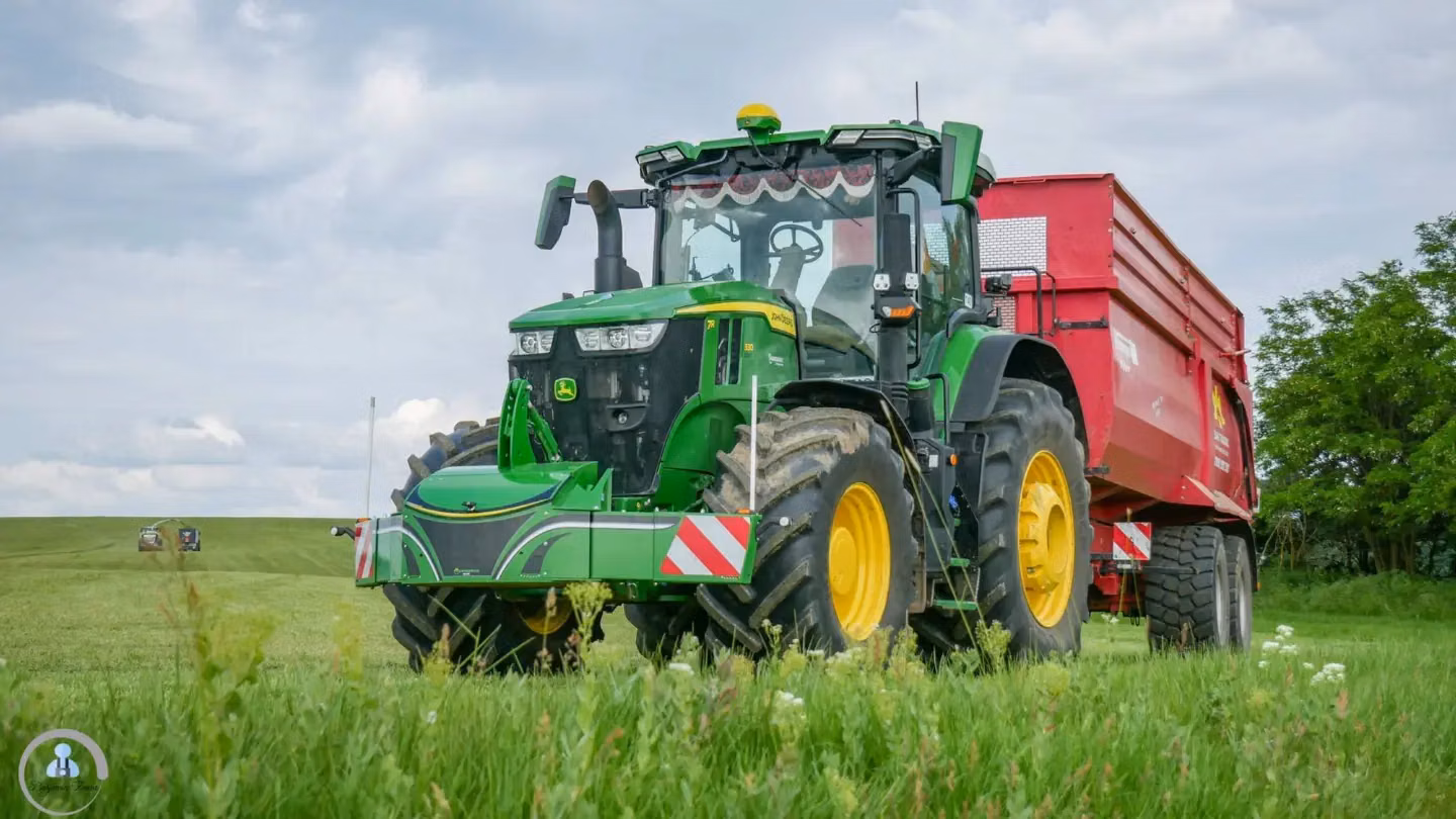 John Deere tractor with a TractorBumper front box