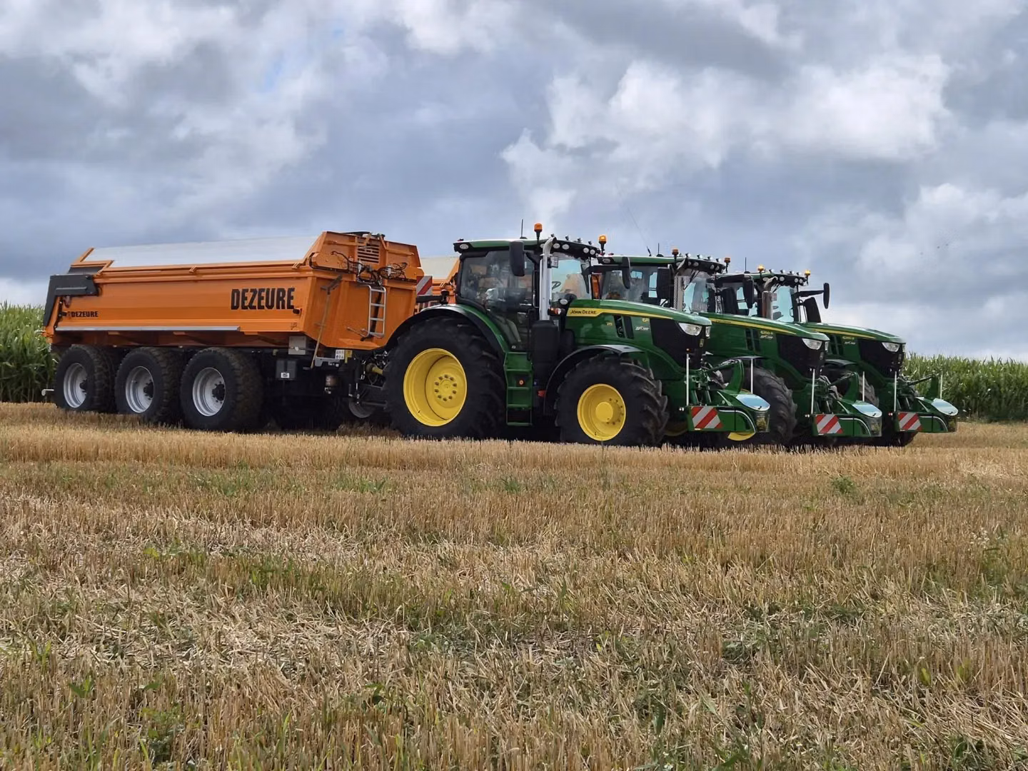 John Deere tractor with a TractorBumper front bumper and rear weight